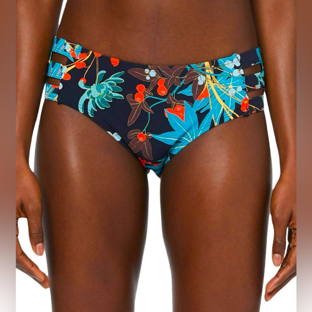 Ocean Blues Women's Strappy Bikini Bottom Full Coverage Swim Briefs NWT Size L